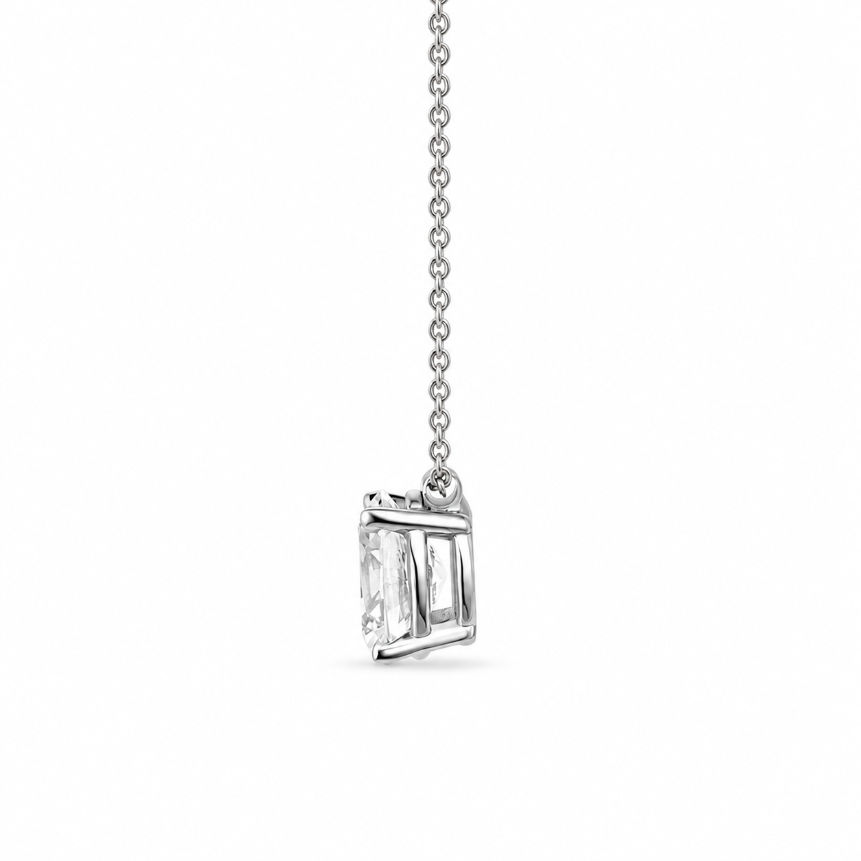 Floating Solitaire Diamond Pendant, close-up detail