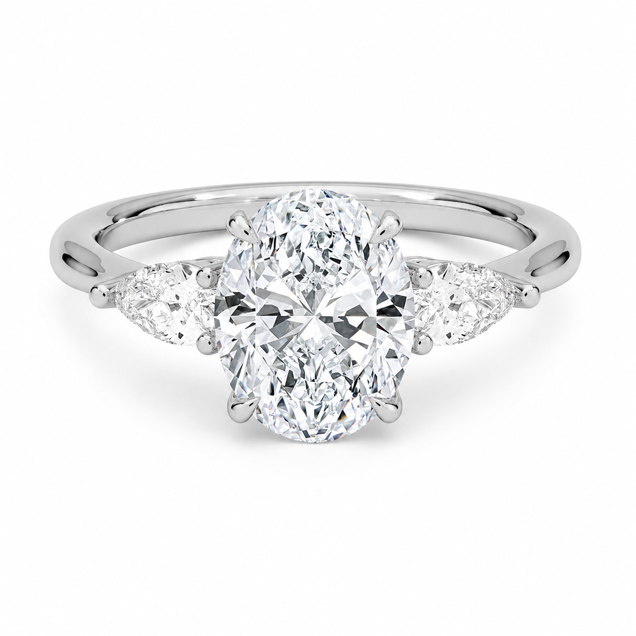 Three-Stone Diamond Engagement Ring, front view