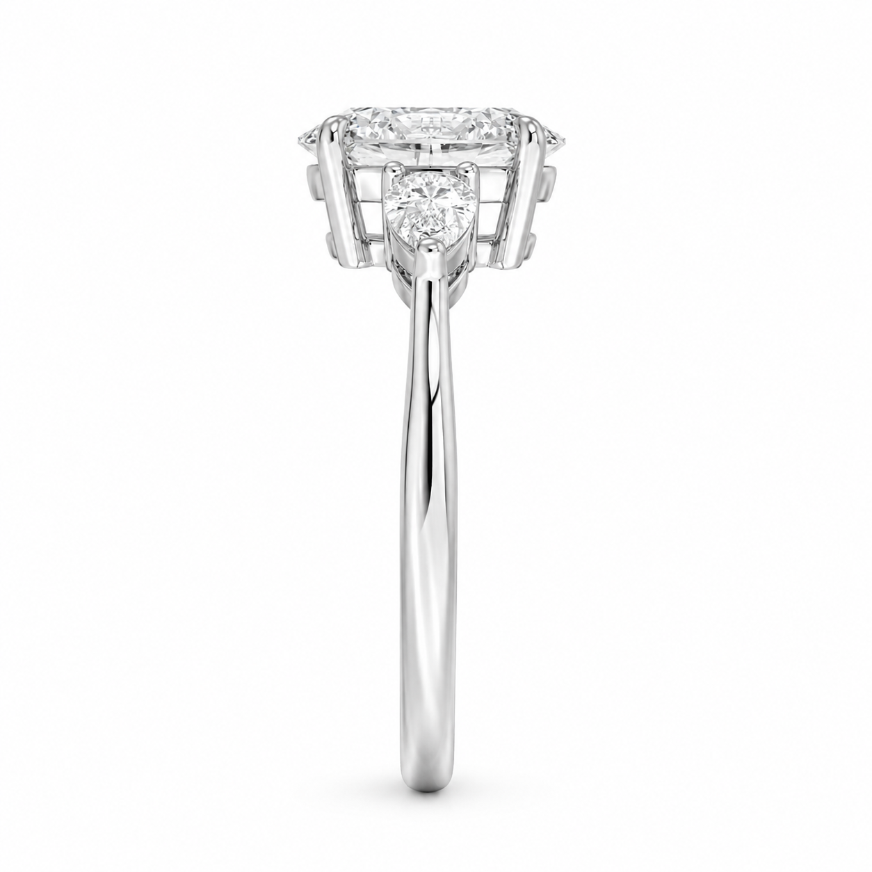 Three-Stone Diamond Engagement Ring, close-up detail