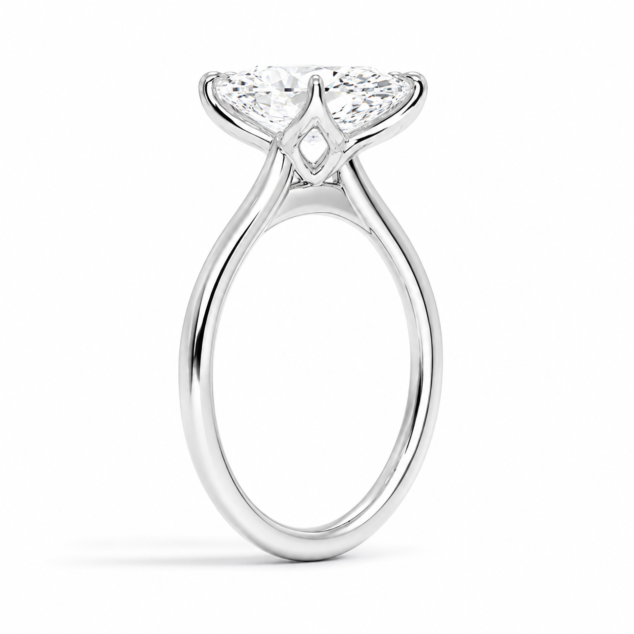 Elowen Cathedral Solitaire Diamond Engagement Ring, angled side view
