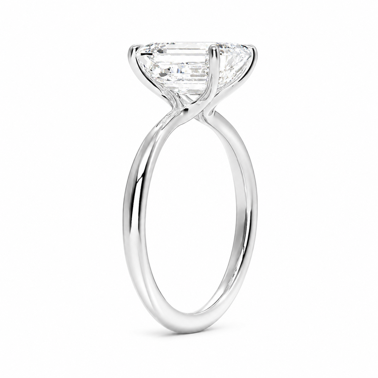 Meridian Emerald Cut Solitaire Diamond Engagement Ring, angled side view