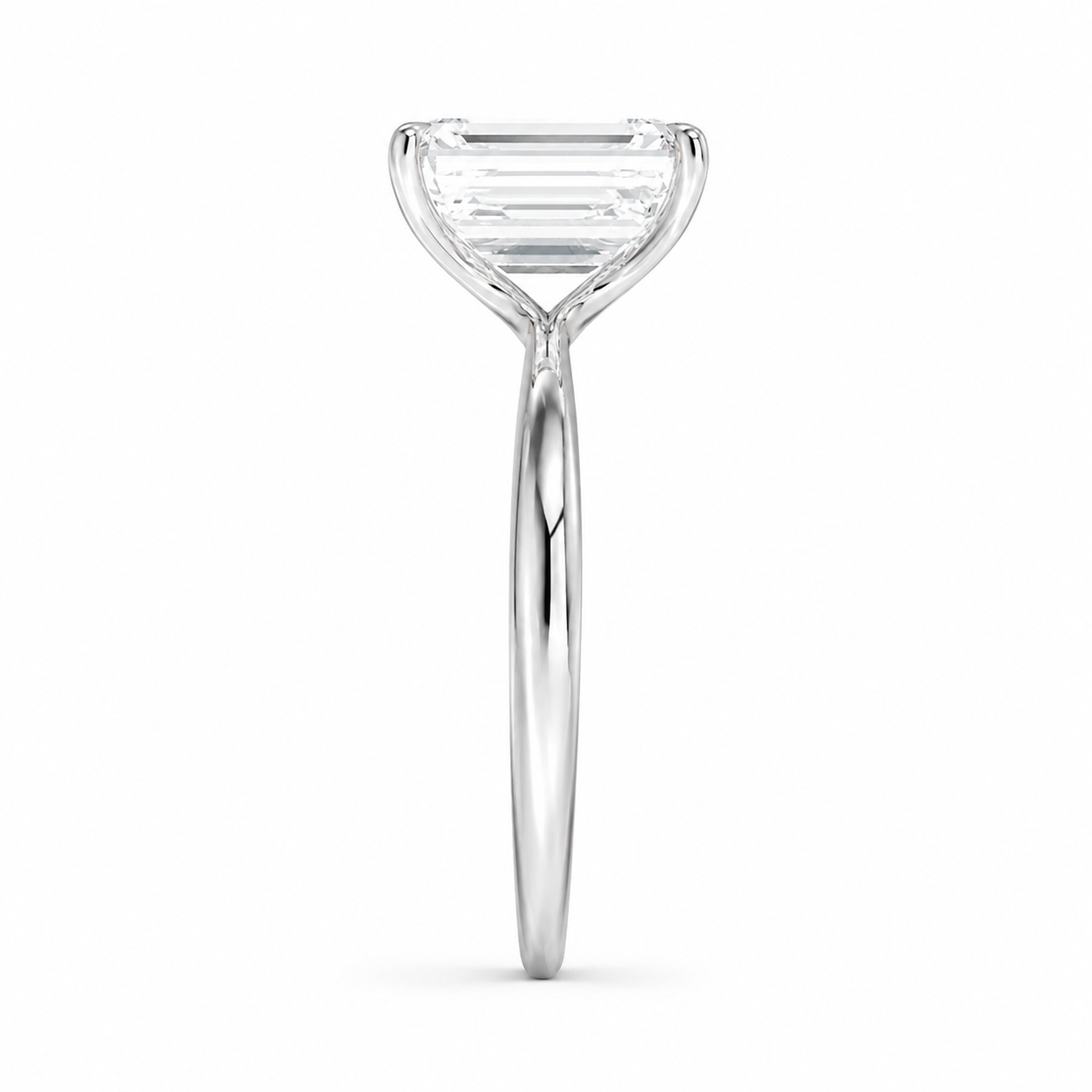Meridian Emerald Cut Solitaire Diamond Engagement Ring, close-up detail