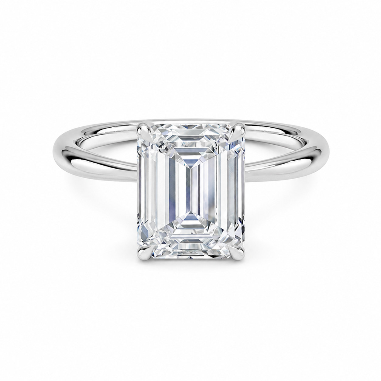 Meridian Emerald Cut Solitaire Diamond Engagement Ring, front view