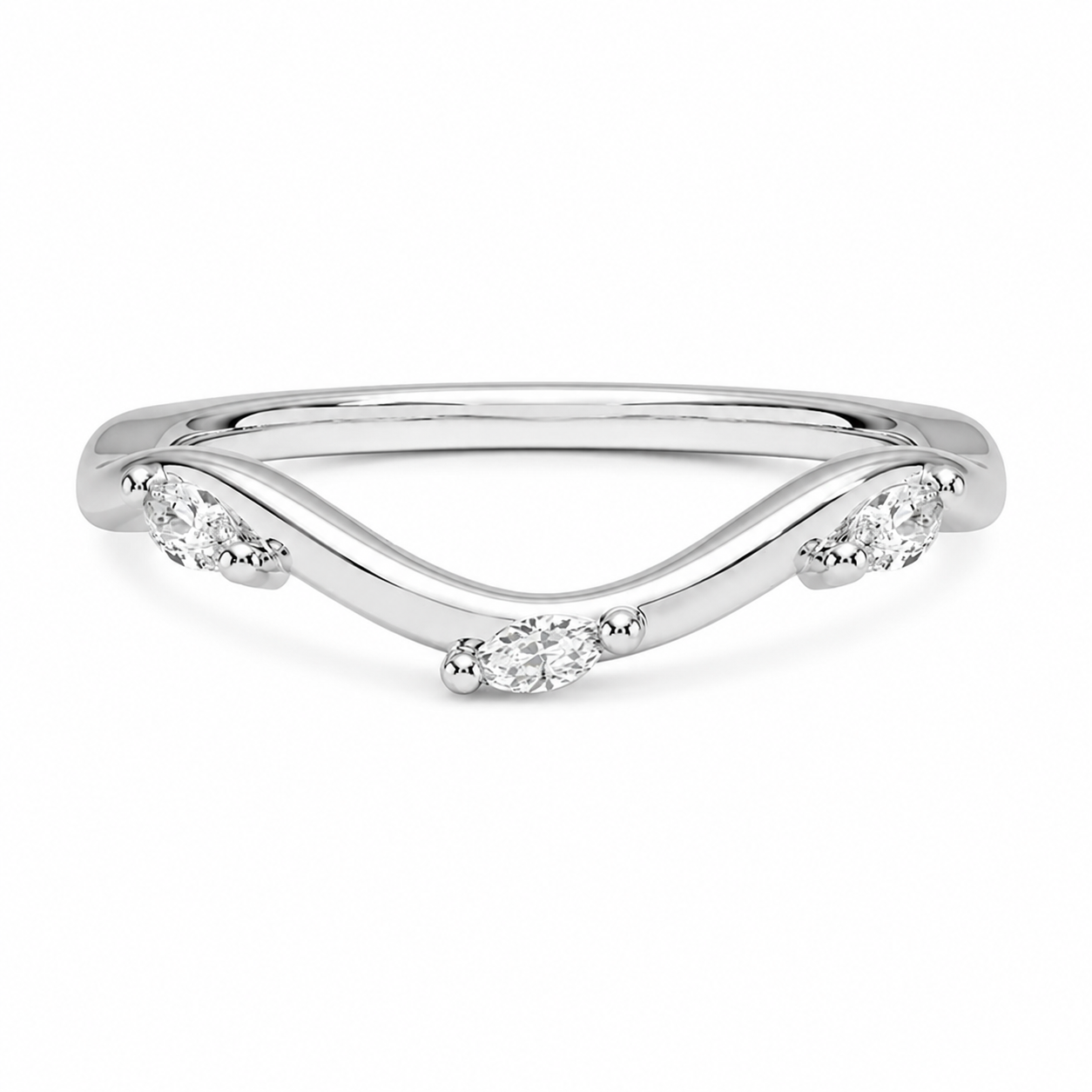 Wren Curved Contour Diamond Wedding Band, front view