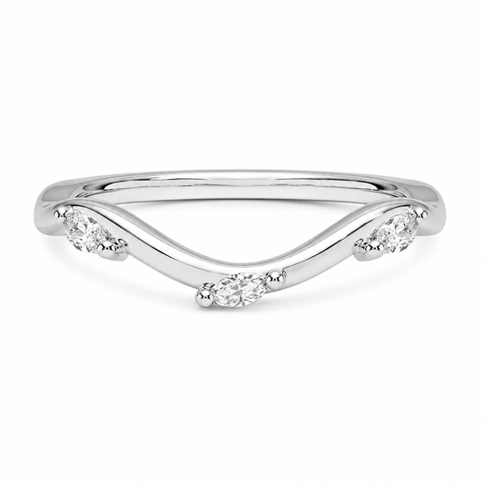 Wren Curved Contour Diamond Wedding Band, front view