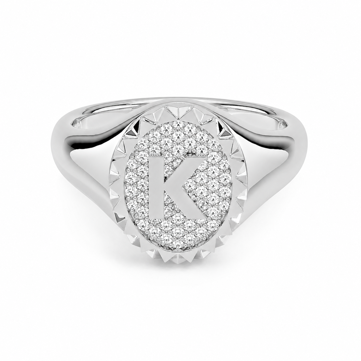 Emblem Diamond Signet Ring, front view