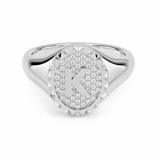 Emblem Diamond Signet Ring, front view