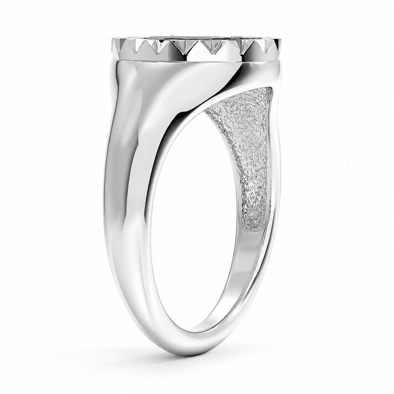 Emblem Diamond Signet Ring, angled side view