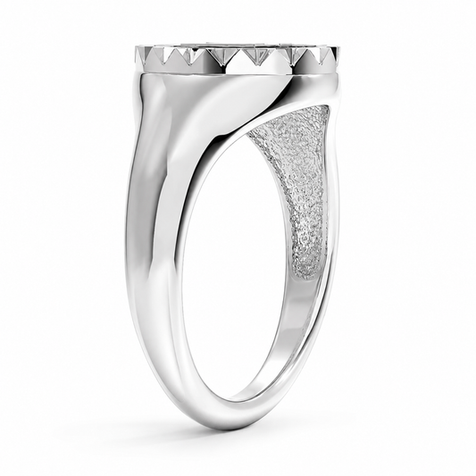 Emblem Diamond Signet Ring, angled side view