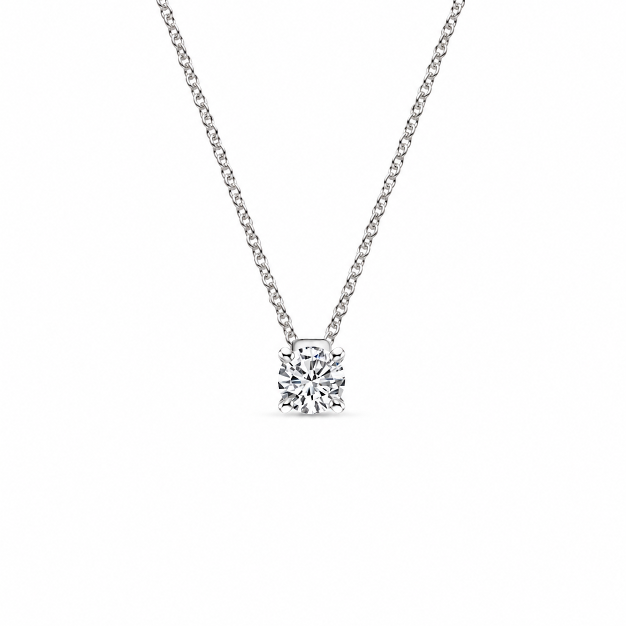 Floating Solitaire Diamond Pendant, front view