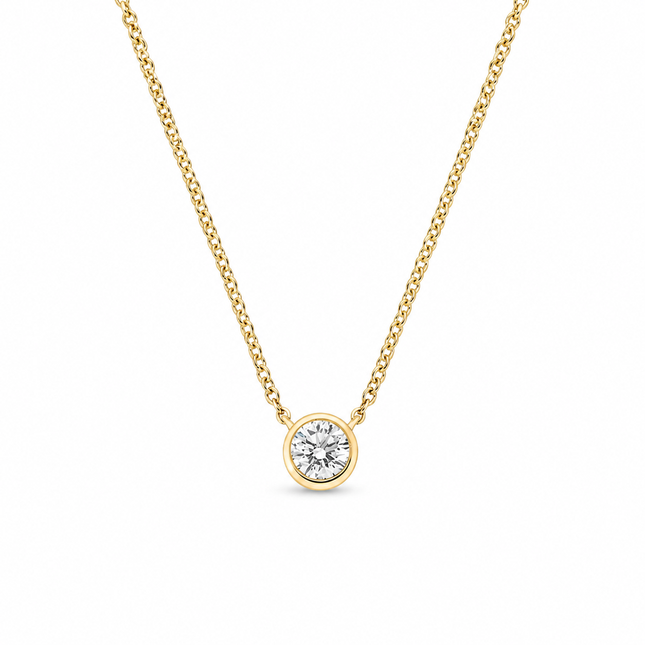 Bezel Solitaire Diamond Pendant, front view