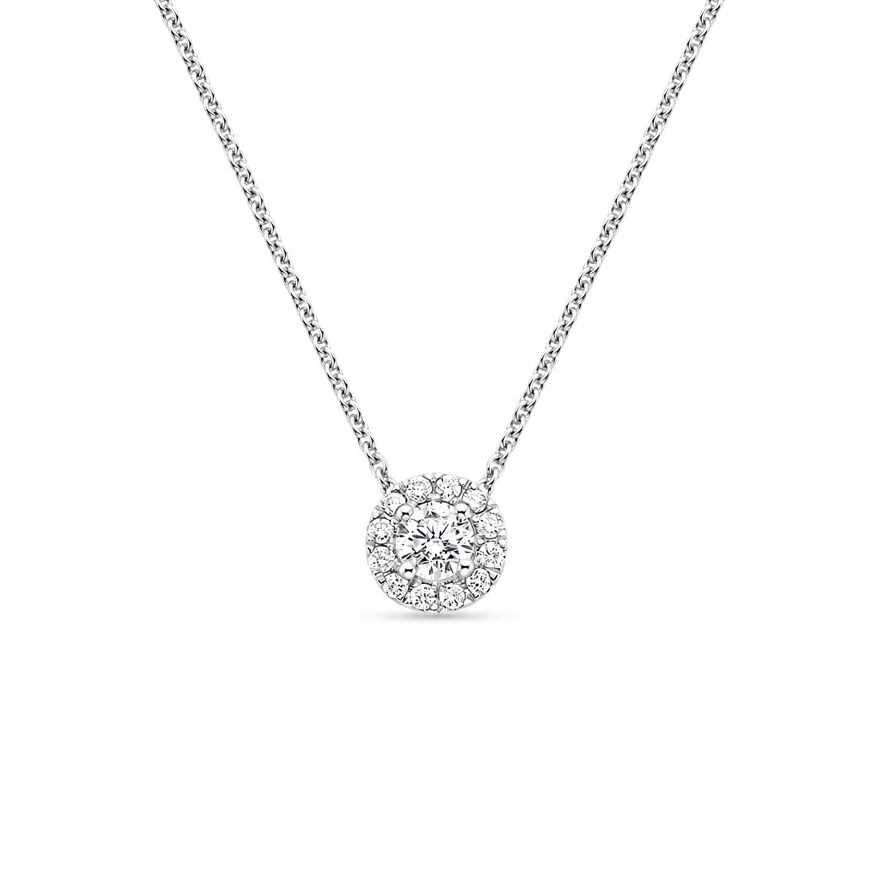 Diamond Halo Pendant, front view