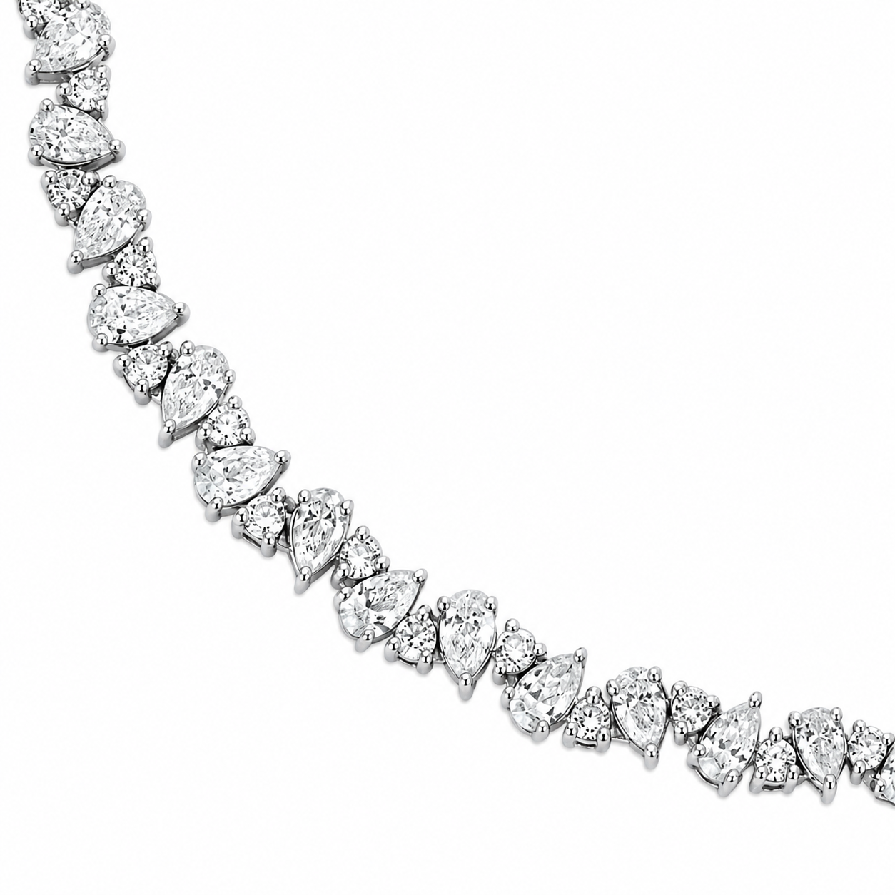 Diamond Tennis Necklace, angled side view