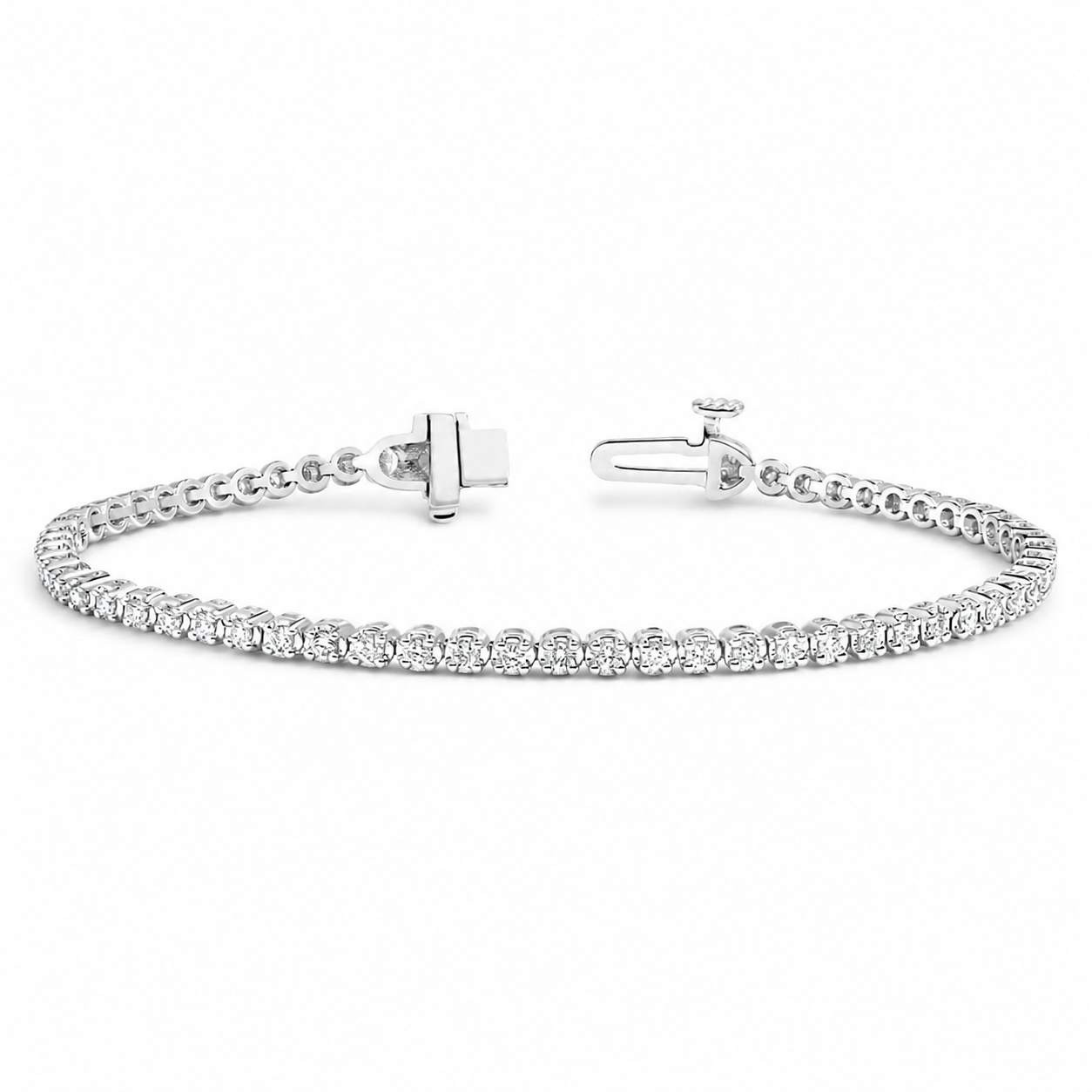 Diamond Tennis Bracelet, angled side view