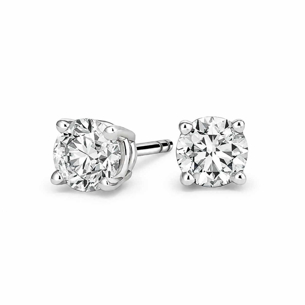 Classic Diamond Stud Earrings, front view