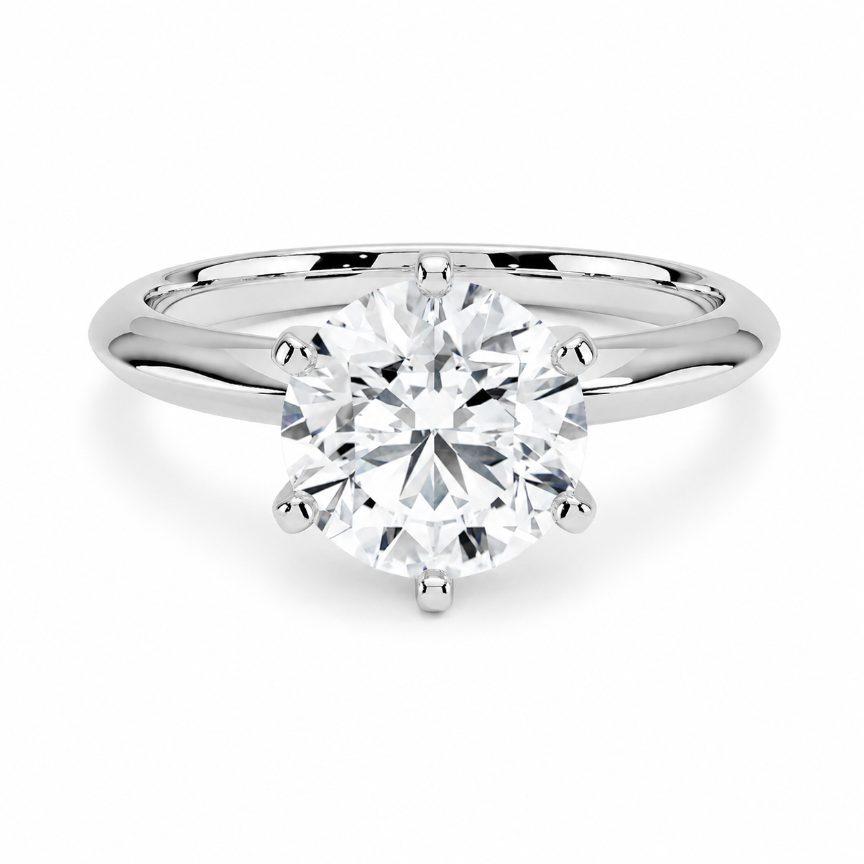 Classic Round Solitaire Diamond Engagement Ring, front view
