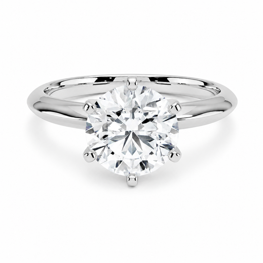 Classic Round Solitaire Diamond Engagement Ring, front view
