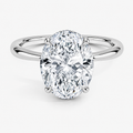 Hidden halo engagement ring in 14K/18K white gold, front view